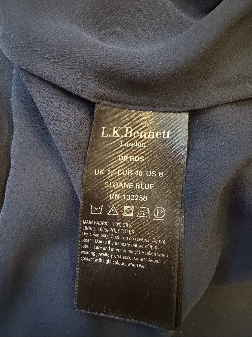 LK Bennett Pros Silk Dress US 8 Sloane Blue Floral Print Fit & Flare Dress - Picture 11 of 12